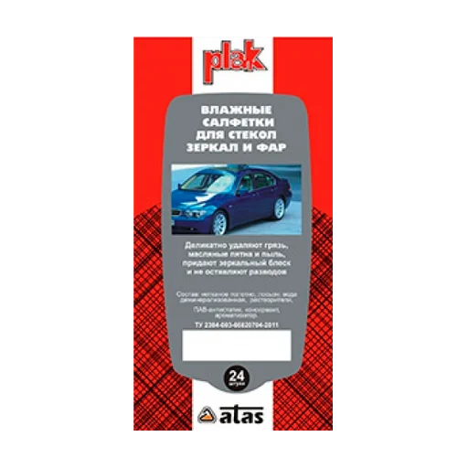 Atas Салфетка влажная для стекла Plak, 24 шт - 1