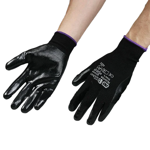 Adolf Bucher Перчатки защитные с нитриловым покрытием, черные, 12 пар, размер М - 1