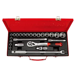 T45512 Набор головок и аксессуаров 1/2" дюймовых в метал. кейсе, 24 предметов