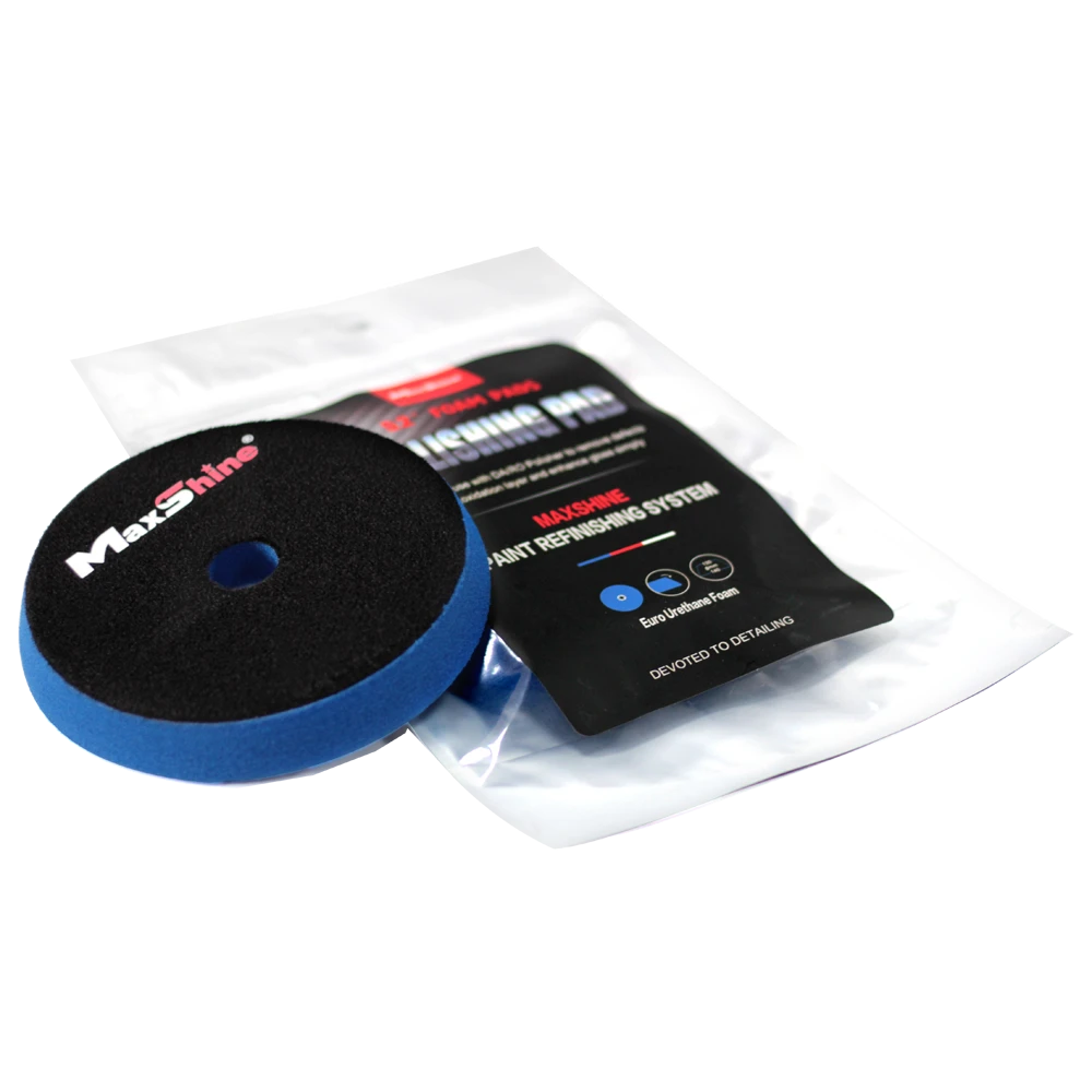 MaxShine Поролоновый полировальный круг, средней жесткости, голубой, 130-140x20 мм - 4
