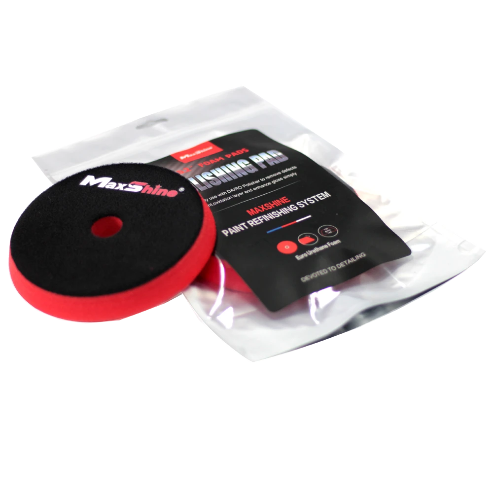 MaxShine Поролоновый полировальный круг финишный, мягкий, красный, 130-140x20 мм - 4