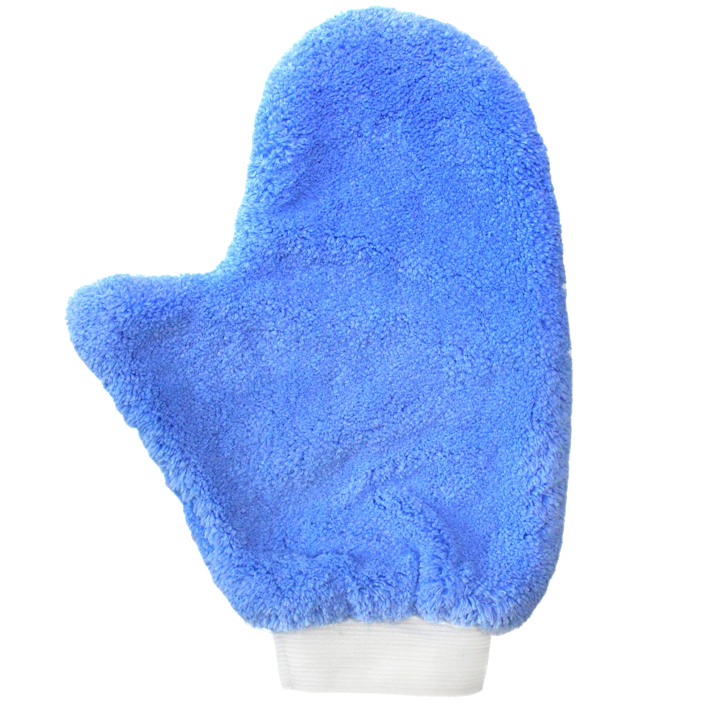 MaxShine Микрофибровая варежка для мойки кузова, химчистки голубая, 24x24 см - 4