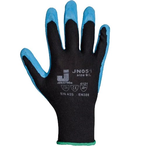 JetaSafety Защитные перчатки с нитриловым рельефным покрытием, черный/синий, 1 пара, M - 1