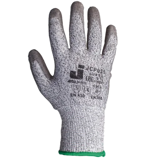 JetaSafety Защитные перчатки от порезов (3 класс) с покрытием, серый, 1 пара, M - 1