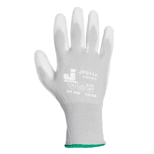 JetaSafety Защитные перчатки с полиуретановым покрытием ПВХ, белый, 1 пара, XL - 1