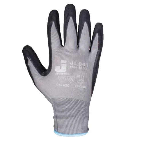 JetaSafety Защитные перчатки с латексным рельефным покрытием, серый/черный, 1 пара, M - 1