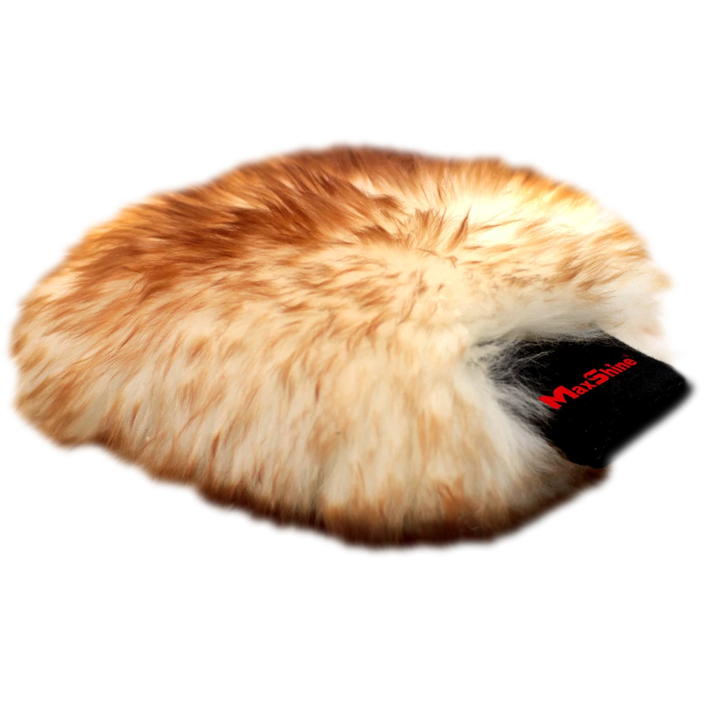 MaxShine Супер варежка для мойки из натуральной овчины, коричневая, 30x25 см - 2