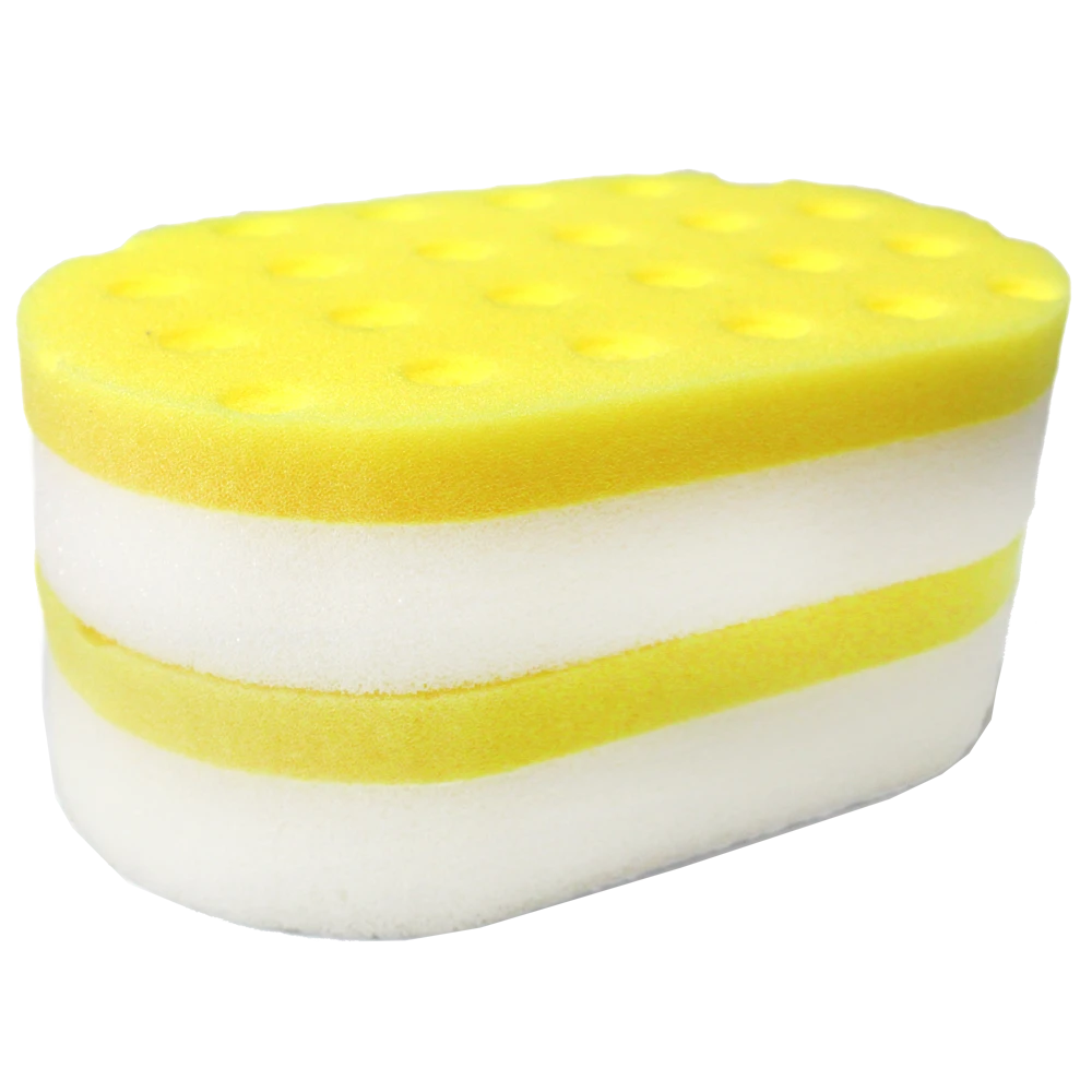 MaxShine Поролоновый аппликатор для нанесения восков, 2-х слойный, бело-желтый, 15, 3x9 см - 2