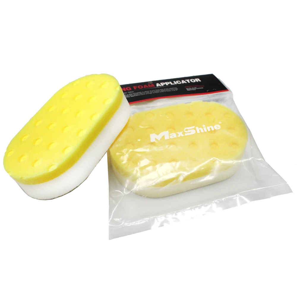 MaxShine Поролоновый аппликатор для нанесения восков, 2-х слойный, бело-желтый, 15, 3x9 см - 3