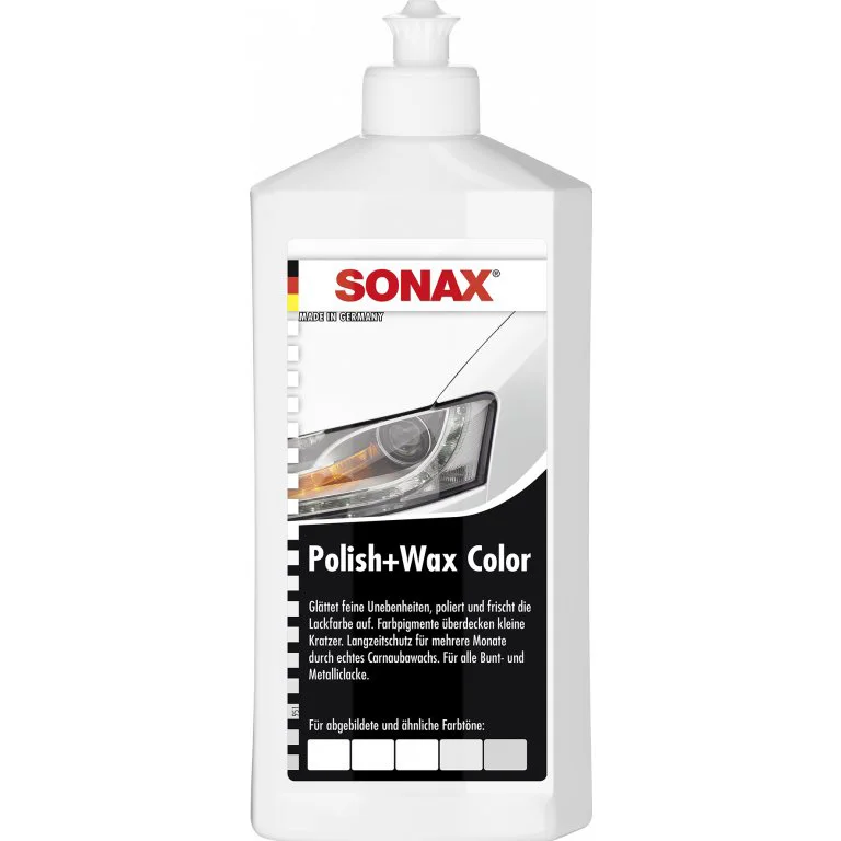 Sonax Polish & Wax Color - Цветной полироль с воском + карандаш (белый), 500 мл - 1