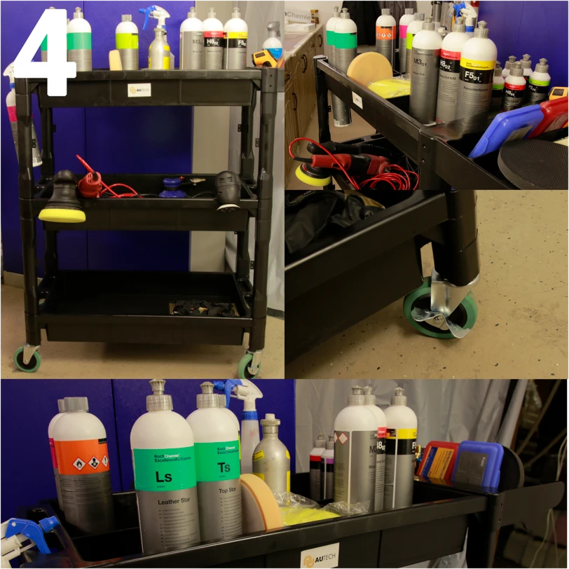 AuTech Тележка для детейлинга 3 яруса с высоким бортом до 150 кг - 6