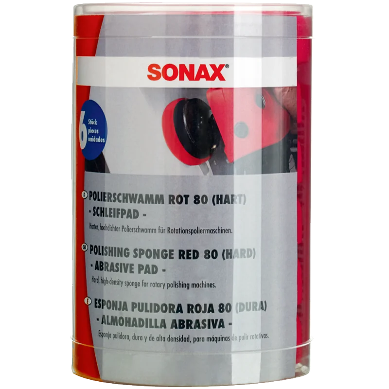 Поролоновый полировальный круг Sonax ProfiLine 493700 красный твердый 80 мм 6 шт - 1