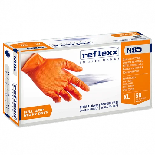 Перчатки Reflexx N85-XXL прочные нитриловые оранжевые 25 пар - 1