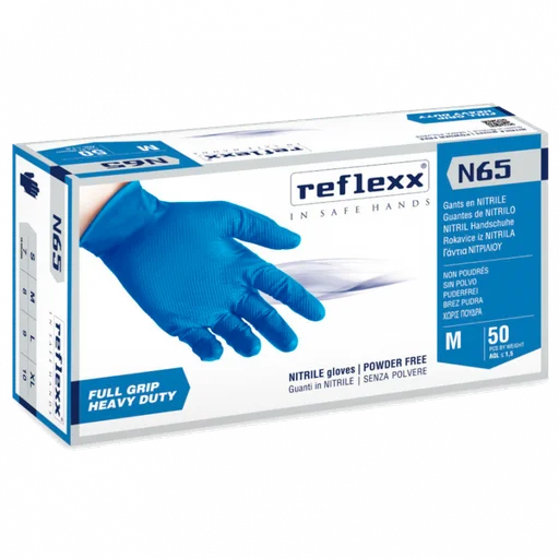Перчатки Reflexx N65-XL прочные нитриловые синие 25 пар - 1