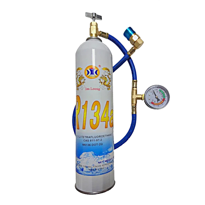 Комплект для заправки автокондиционера R134А Ice Loong 800 г + шланг с манометром - 1