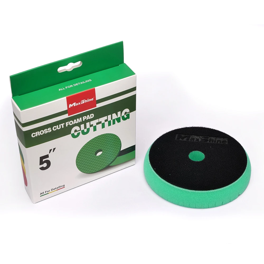 Режущий полировальный круг поролоновый MaxShine 2001135G жесткий зеленый с нарезкой 125-135/25 мм - 2