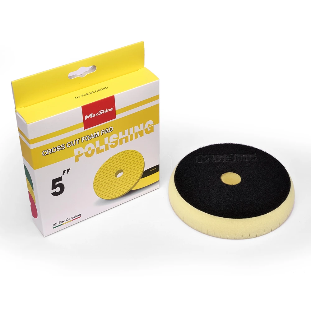 Средней жесткости полировальный круг поролоновый MaxShine 2002135YB желтый с нарезкой 125-135/25 мм - 6