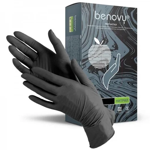 Защитные перчатки Benovy черные L 50 пар - 1