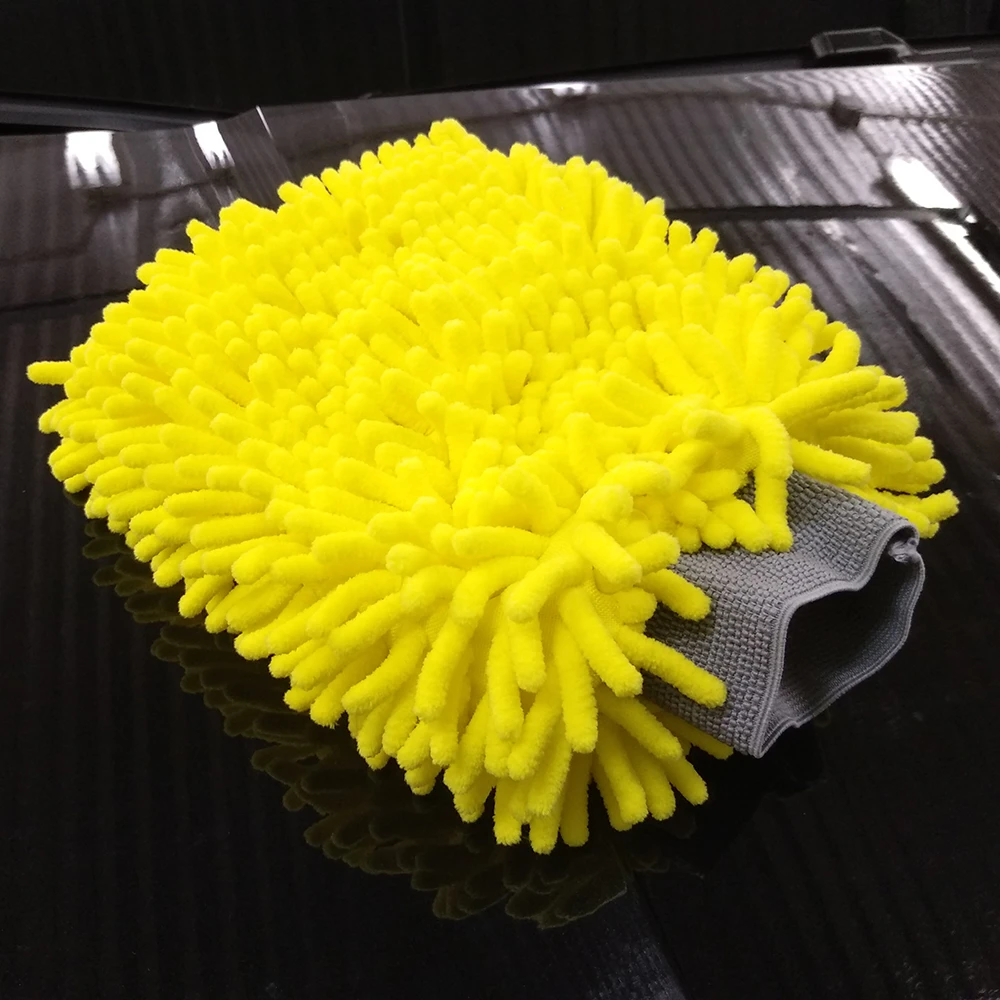 Варежка Adolf Bucher АВ Chenille Microfiber Wash Mitt 12.1111 микрофибровая с косичками желтая - 2