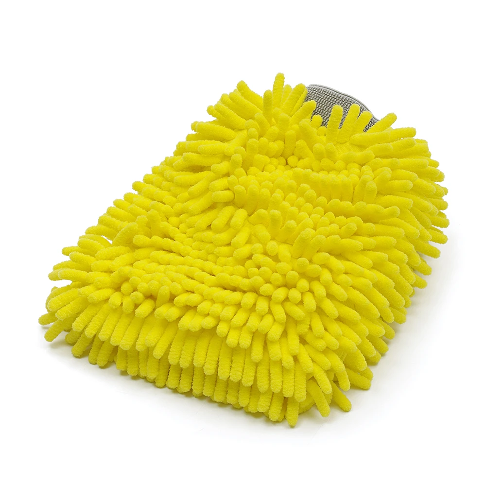 Варежка Adolf Bucher АВ Chenille Microfiber Wash Mitt 12.1111 микрофибровая с косичками желтая - 3