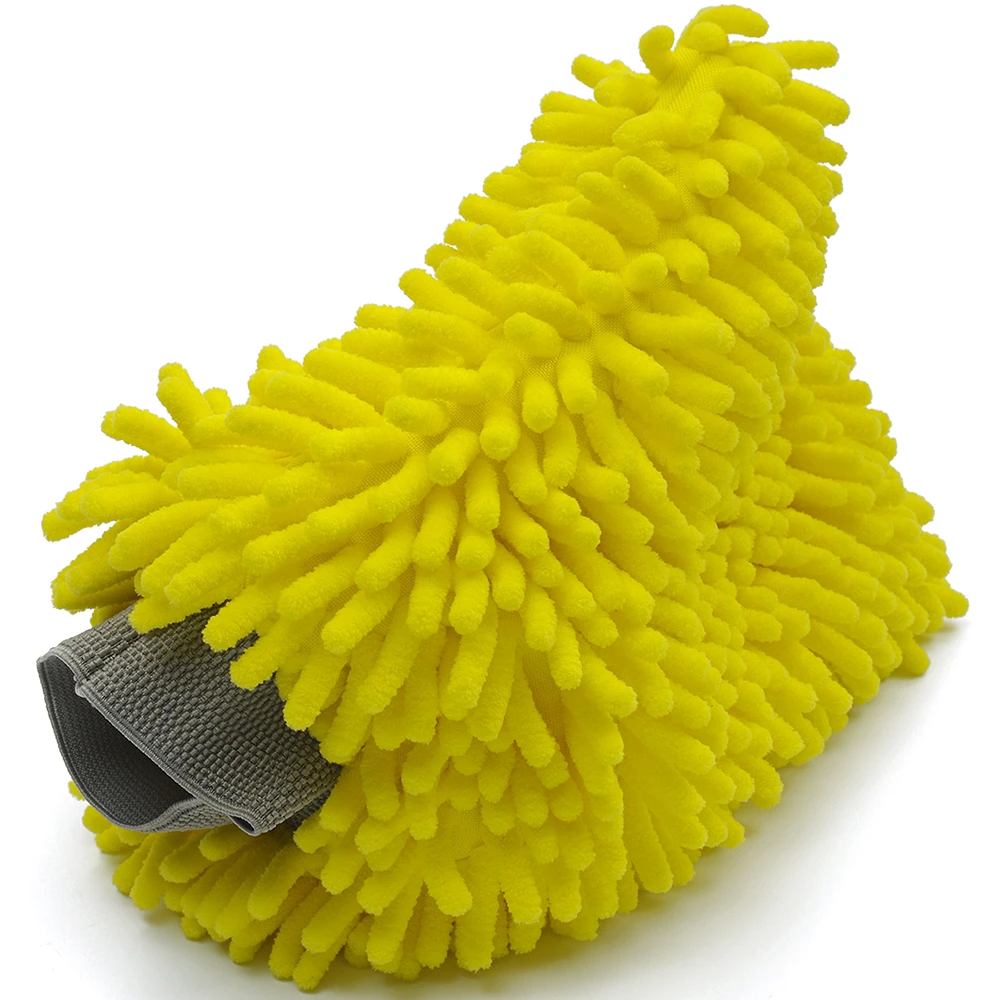 Варежка Adolf Bucher АВ Chenille Microfiber Wash Mitt 12.1111 микрофибровая с косичками желтая - 4