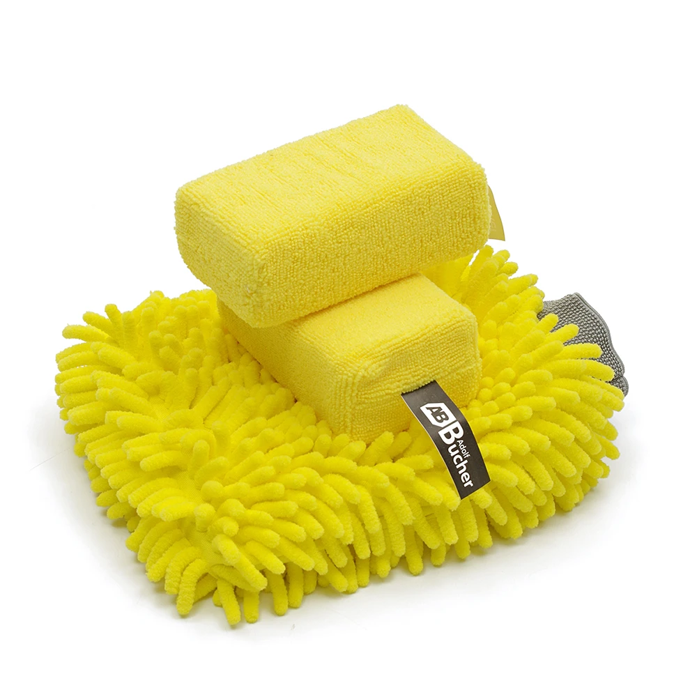 Варежка Adolf Bucher АВ Chenille Microfiber Wash Mitt 12.1111 микрофибровая с косичками желтая - 7