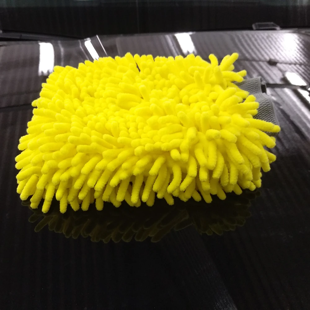 Варежка Adolf Bucher АВ Chenille Microfiber Wash Mitt 12.1111 микрофибровая с косичками желтая - 8