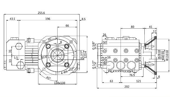 100 бар Насос промышленный высокого давления Poly из нержавеющей стали PL-3010, 1450об/мин - 5