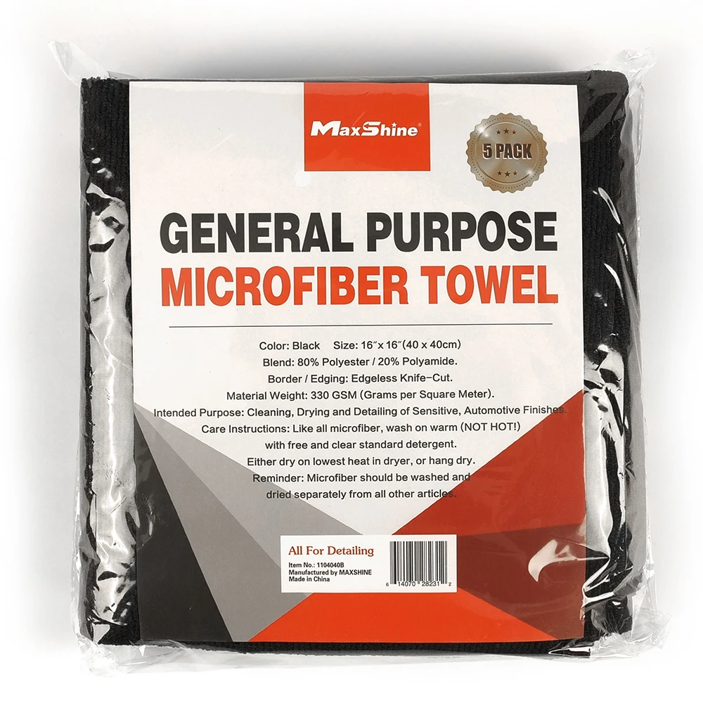 Микрофибра черная MaxShine 1104040B 40х40см 330 гр/м2 5шт - 4