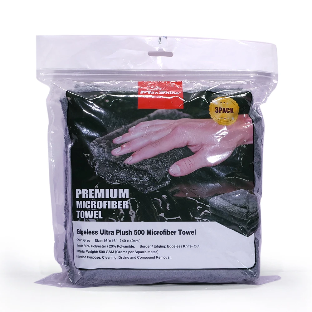 Микрофибровая салфетка без краев MaxShine 10104040G серая 500 г/м2 40x40см 3шт - 3