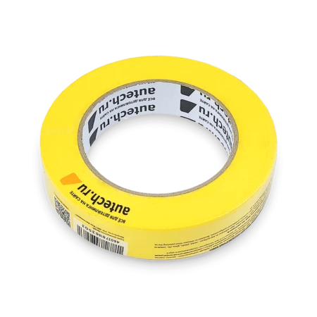 Au-8225Y Маскирующая лента влаго\термостойкая AuTech 25мм x 50м 120 градусов, жёлтая - 2