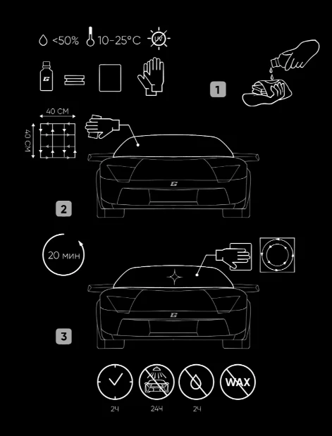 Гидрофобное нанопокрытие для стеклянных поверхностей Galaxy Glass (Антидождь), GG001, 50 мл - 3