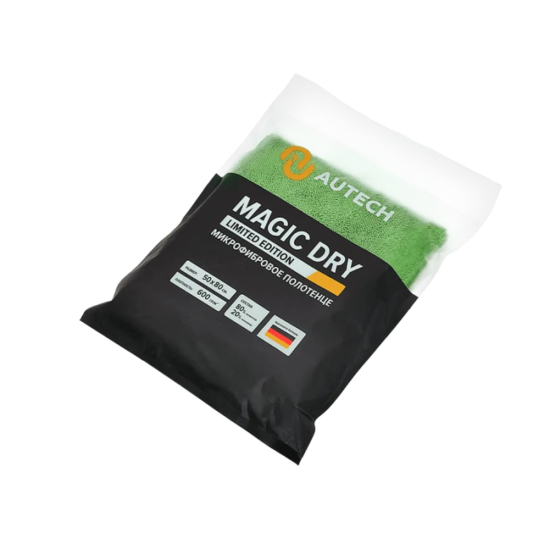 AuTech Микрофибровое полотенце 50*80 см, зелёное, 600гр/м2 для сушки авто, MAGIC DRY - 1