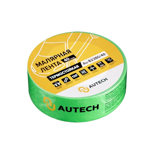 Au-8238G/40 Малярная лента термостойкая AuTech 38мм x 50м 120 градусов, зеленая - 1