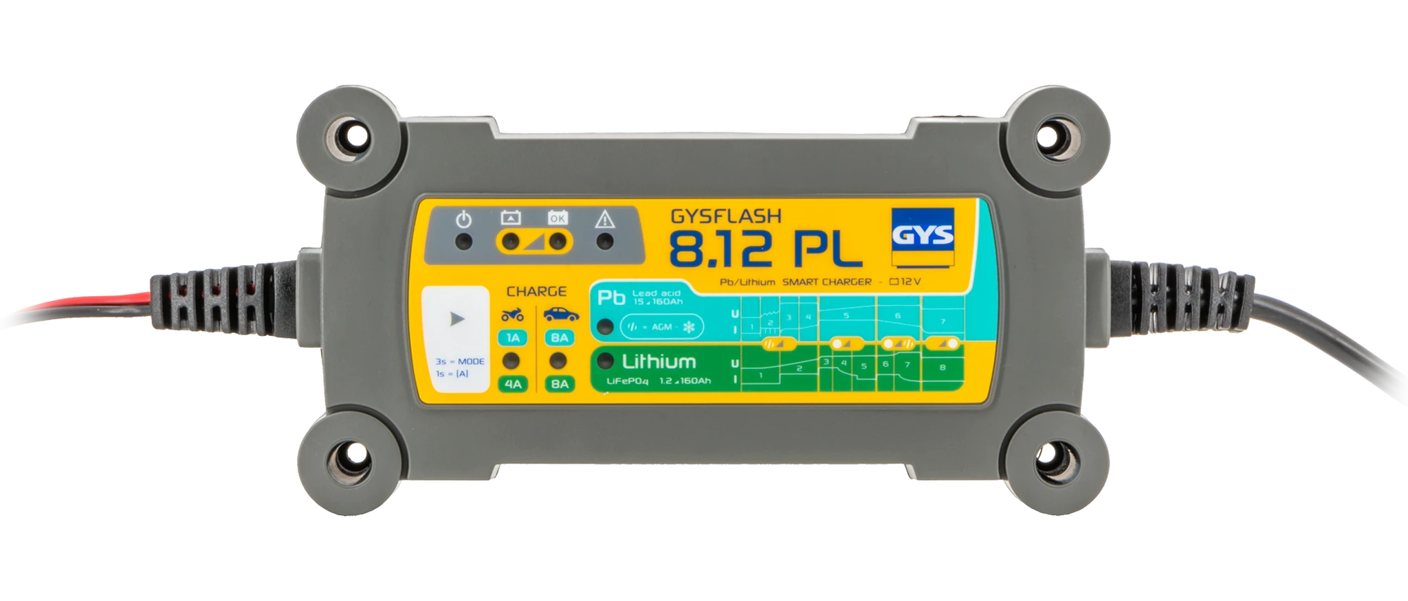 GYS GYSFLASH 8.12 PL Зарядное устройство 8А, 12В, 15-160Ah - 2