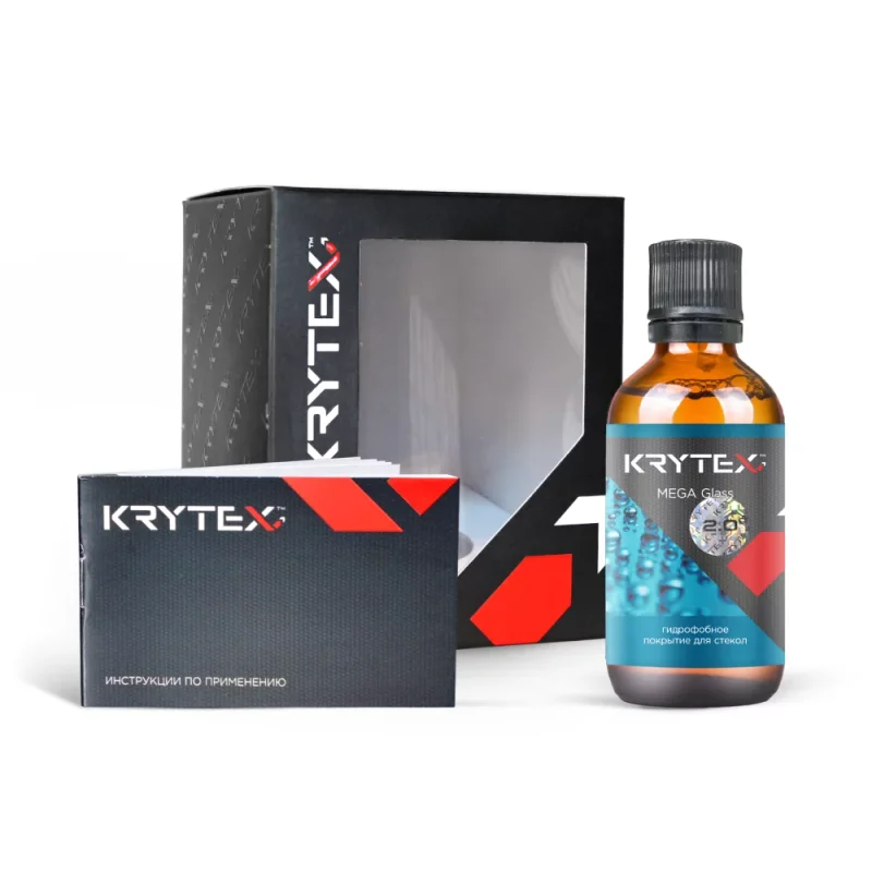 Krytex MEGA Glass 2.0 (Z) - гидрофобное защитное покрытие для стекол с улучшенными характеристиками. Срок службы 6-12 мес, 50 мл - 1