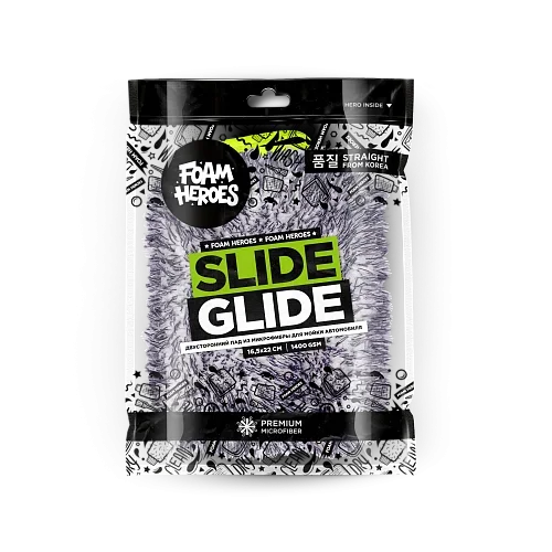 Foam Heroes Slide Glide - двусторонний пад из микрофибры для мойки автомобиля 16.5х22 см, 1400 гр/м2 - 1