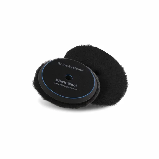 Shine Systems Black Wool Pad - полировальный круг из черного меха, 130 мм - 1