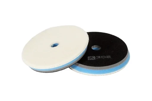 A302 Thermo Sandwich Wool Pad - Меховой полировальник, белый на голубом, ворс 5 мм, 140 мм - 1
