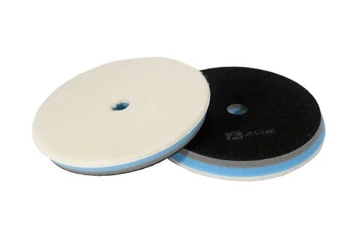 A302 Thermo Sandwich Wool Pad - Меховой полировальник, белый на голубом, ворс 5 мм, 155 мм - 1