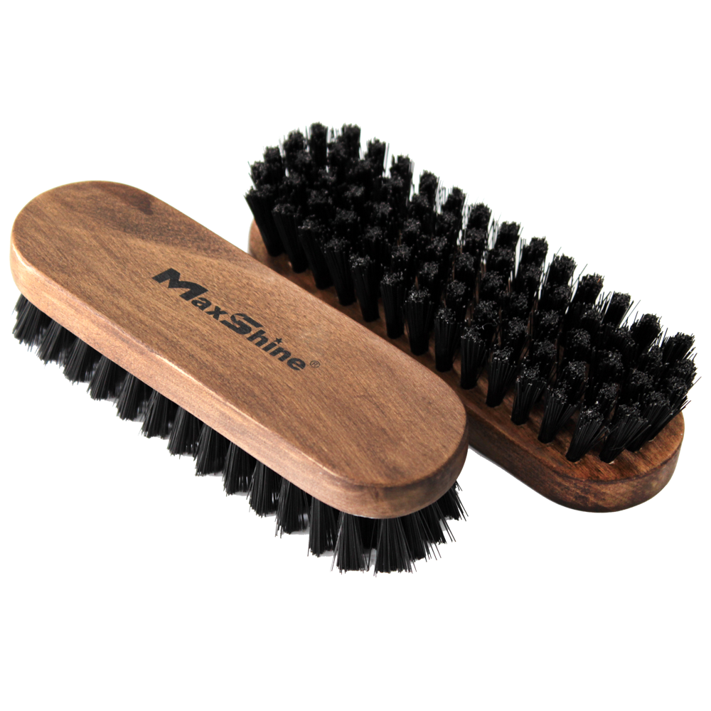 Нейлоновая щетка для очистки кожи с деревянной ручкой 140x40x10 mm, 7011007, MaxShine