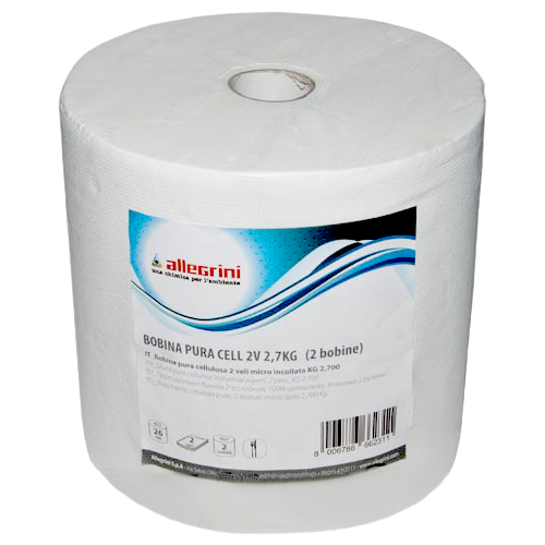 Протирочная бумага белая 2-х слойная Bobina Pura Ceell 19,5г/м3, 800 листов