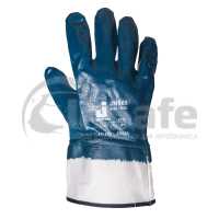 Защитные перчатки с нитрил покрытием, манжета крага, синий, 1 пара, XL, JN069, JetaSafety