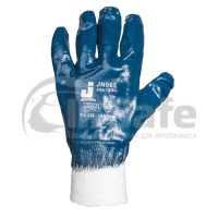 Защитные перчатки с нитрил покрытием, вязаная манжета, синий, 1 пара, XL, JN065, JetaSafety