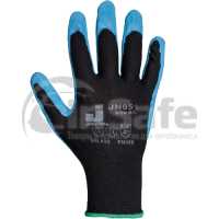 Защитные перчатки с нитриловым рельефным покрытием, черный/синий, 1 пара, XL, JN051, JetaSafety