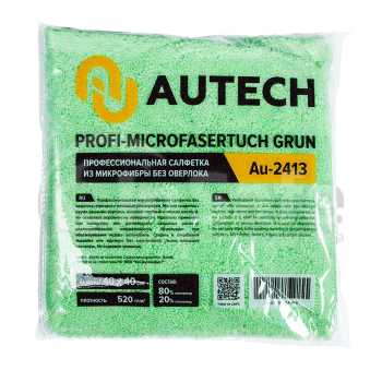Микрофибровая салфетка без оверлока Autech зеленая 40х40см 520гр Au-2413,1 шт