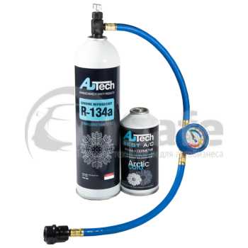 Комплект для заправки кондиционера автомобиля Autech R134a и герметик