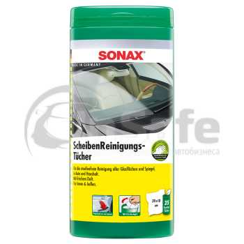 Салфетки для очистки стекол в тубе 25 шт., 412000, Sonax