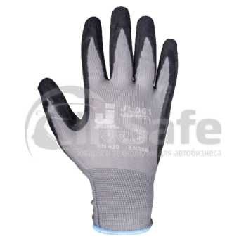 Защитные перчатки с латексным рельефным покрытием, серый/черный, 1 пара, L, JL061, JetaSafety